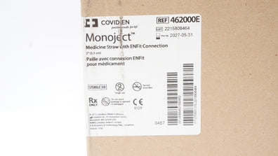 Covidien 462000E Monoject Medicine Straw w/ ENFit Connection 2inch - Box of 74